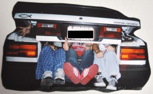 My gffs and I circa 2001 in the trunk of my car because...well, why not?